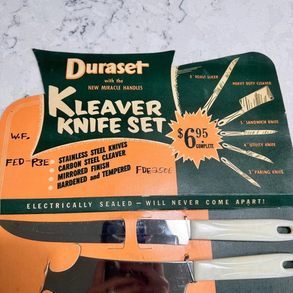Amazing Rare Vintage Duraset Kleaver Knife Set Well Preserved Original‎ Box NEW